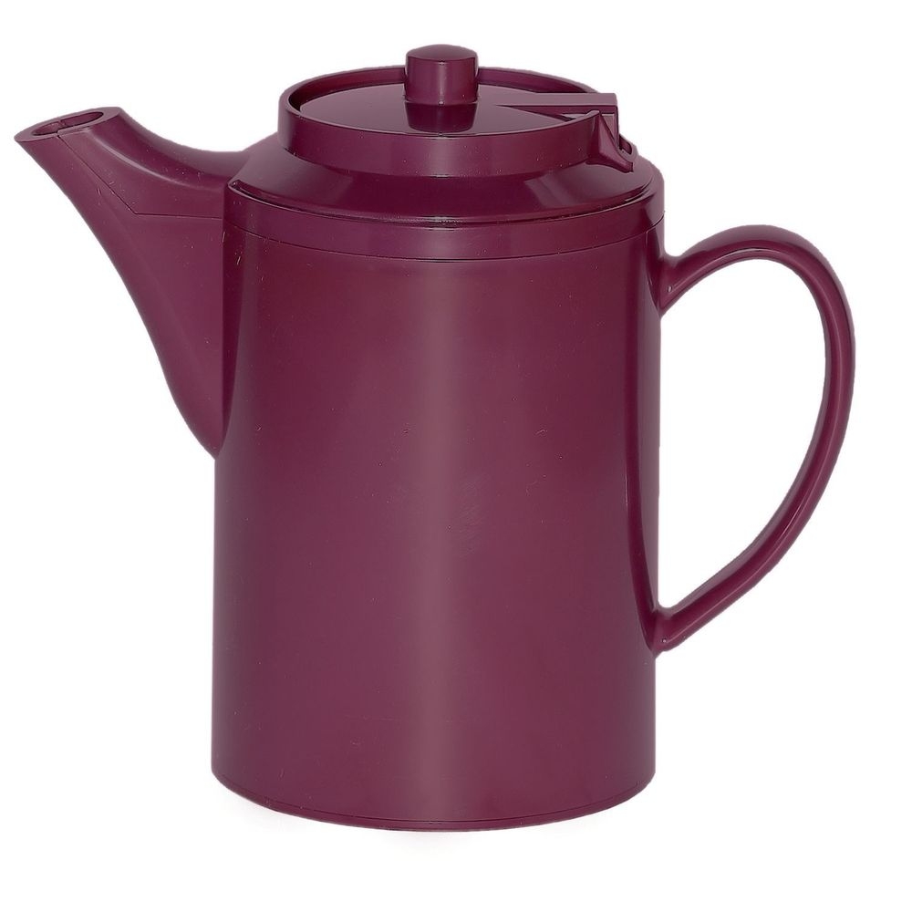 Service Ideas Plastic Burgundy Double Wall Teapot without Tether, 16 Ounce Capacity