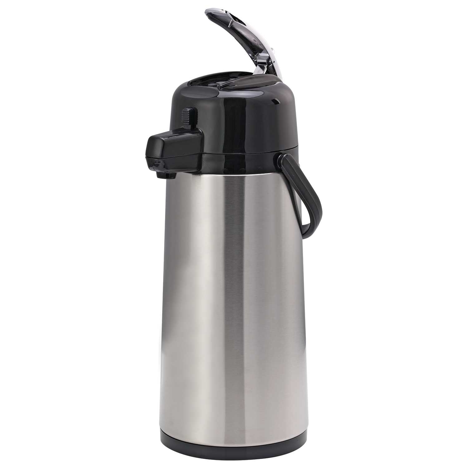 Service Ideas Eco-Air Brushed Stainless and Black Smooth Body Glass Vacuum Insulated Airpot, 2.2 Liter Capacity