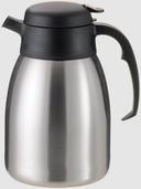 Service Ideas SteelVac Brushed Stainless and Black Essential Seamless Chamber Vacuum Insulated Carafe, 1.5 Liter Capacity