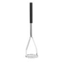 Tablecraft Round Face Chrome Plated Steel with Black Vinyl Potato Masher, 4.5 x 4.5 x 19 inch