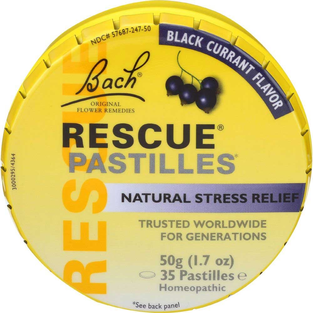 Bach Rescue Black Currant Flavor Natural Stress Relief Pastilles, 50 Gram -- 12 per case