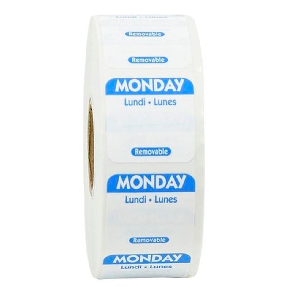 Ncco Removable Trilingual Monday Label Roll, 3 count