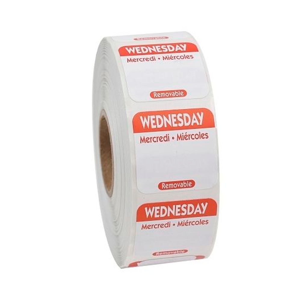 Ncco Removable Trilingual Wednesday Label Roll, 3 count