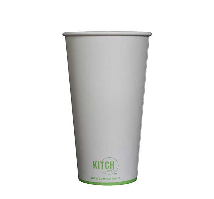 KITCH 24/7 White Compostable Paper Hot Cup, 20 Ounce -- 1000 per case