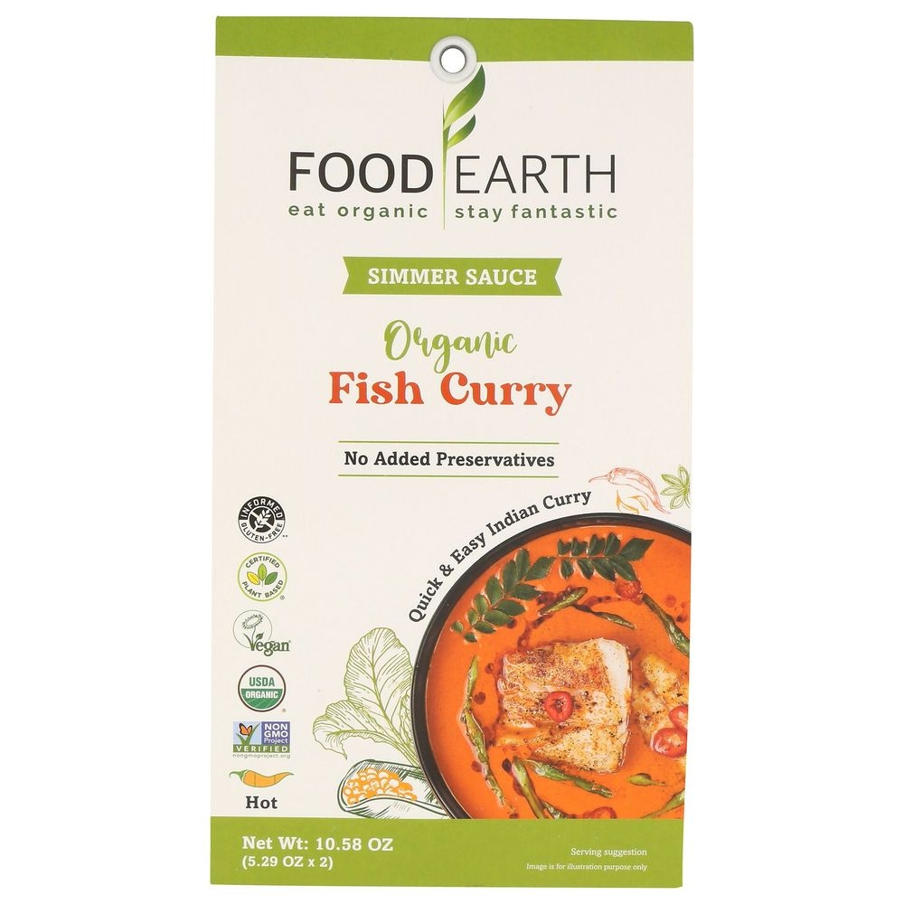 Food Earth Organic Fish Curry Simmer Sauce, 10.58 Ounce -- 6 per case