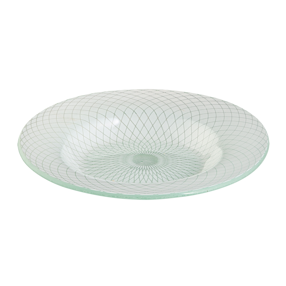 Rosseto Kalderon Spiro White 15.4 inch Round Wide Rim Handmade Glass Bowl, 15.4 x 15.4 x 2.2 inch