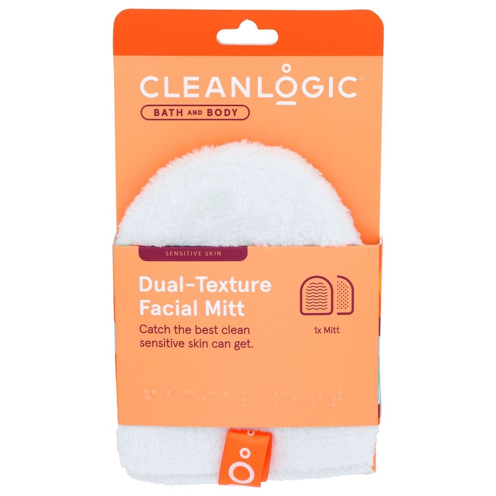Cleanlogic Bath and Body Sensitive Skin Dual-Texture Facial Mitt -- 6 per case