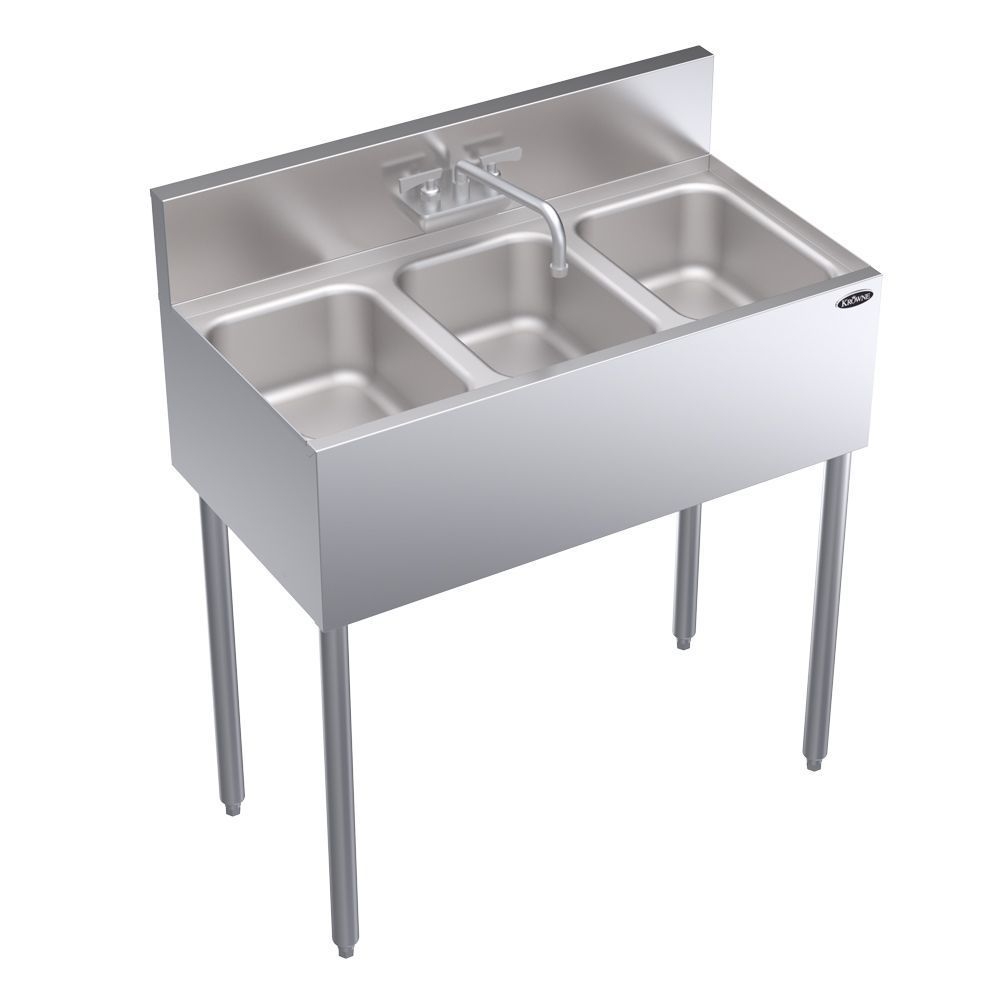 Krowne 3-Compartment Convenience Store Sink, 36 x 19 x 36 inch