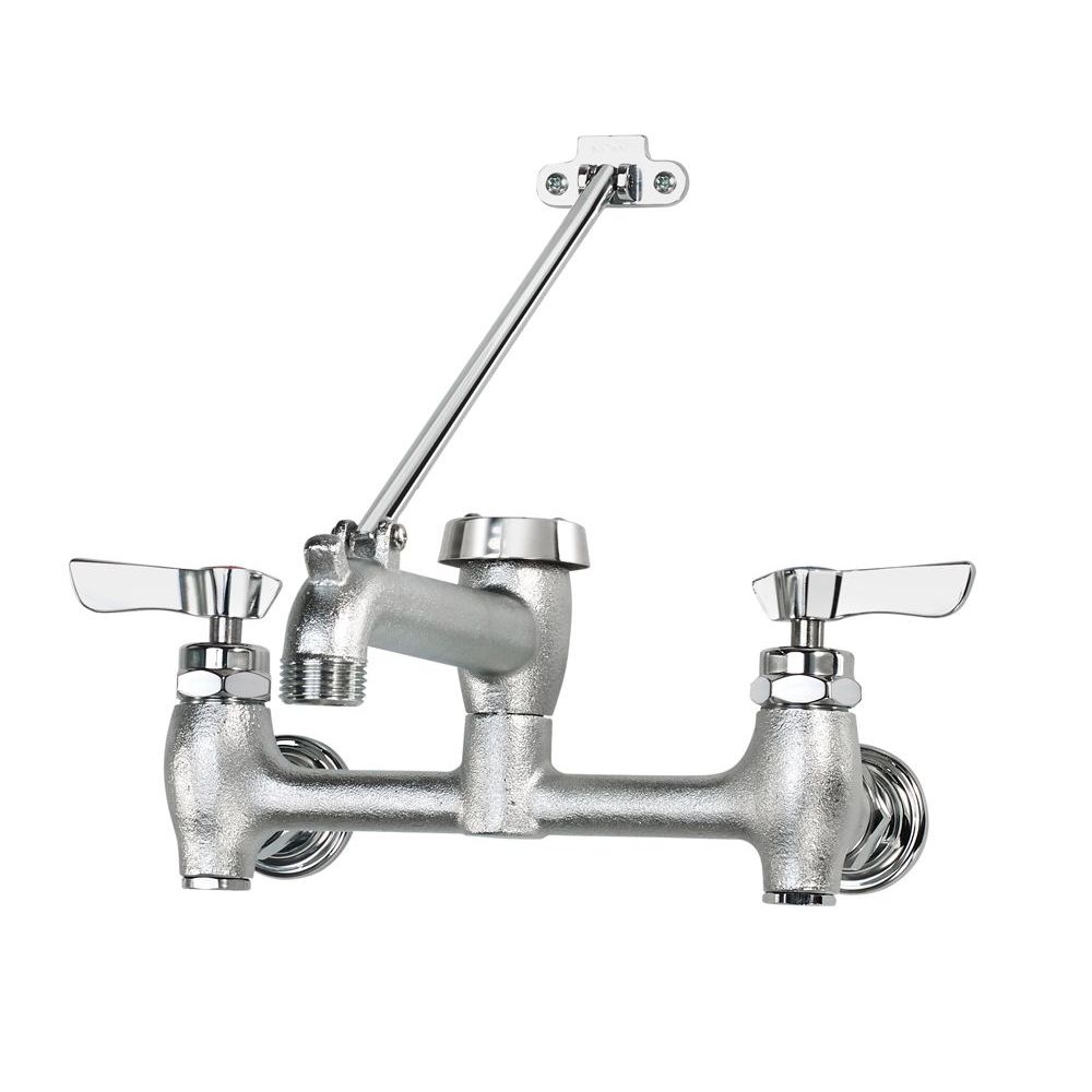 Krowne Silver Series 8 inch Center Wall Mount Sink Faucet with 6 1/2 inch Vacuum Breaker Spout