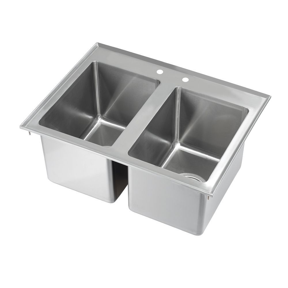 Krowne Two Compartment Drop-In Sink without Faucet, 26 x 18 inch