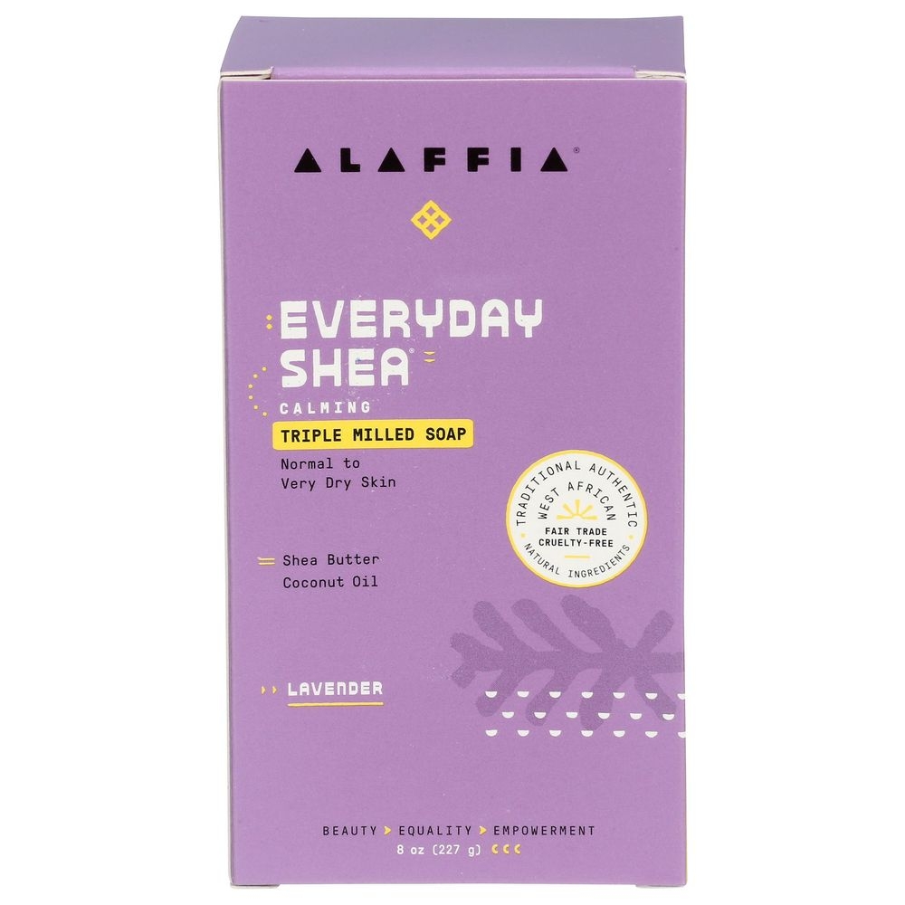 Alaffia Everyday Shea Lavender Triple Milled Soap Bar, 8 Ounce -- 4 per case