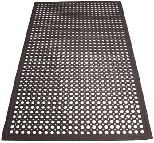 Winco Black Beveled Edge Rolled Rubber Floor Mat, 3 x 5 feet x 1/2 inch