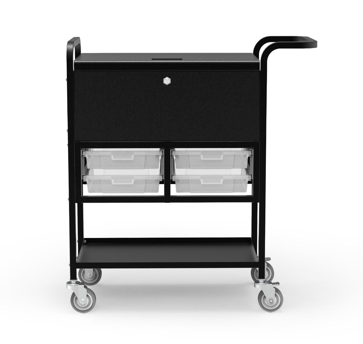 Luxor Black File Cart with Locking Cabinet and Storage Bins, 38.25 x 17.25 x 41.75 inch