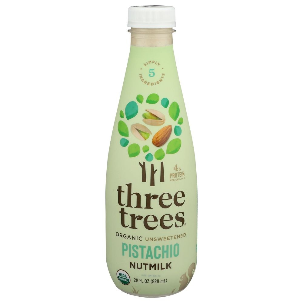 Three Trees Organic Unsweetened Pistachio Nutmilk, 28 Ounce -- 6 per case