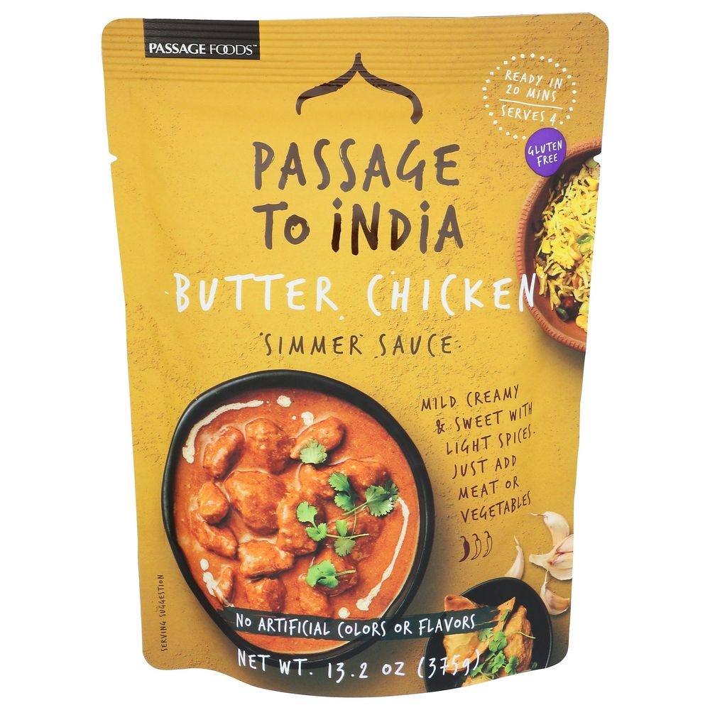 Passage Foods Butter Chicken Simmer Sauce, 13.2 Ounce -- 6 per case