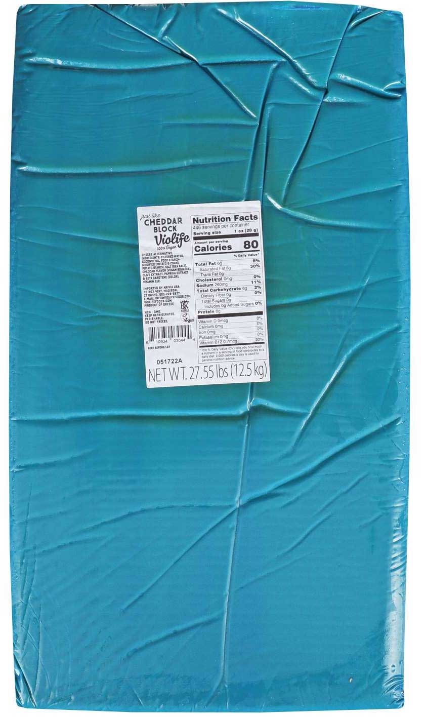 Violife 100 Percent Vegan Just Like Cheddar Block, 27.5 Pound