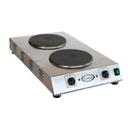 Cadco Portable Stainless Double Space Saver Hot Plate with Cast Iron Elements, 15 x 4 1/4 x 25 1/2 inch