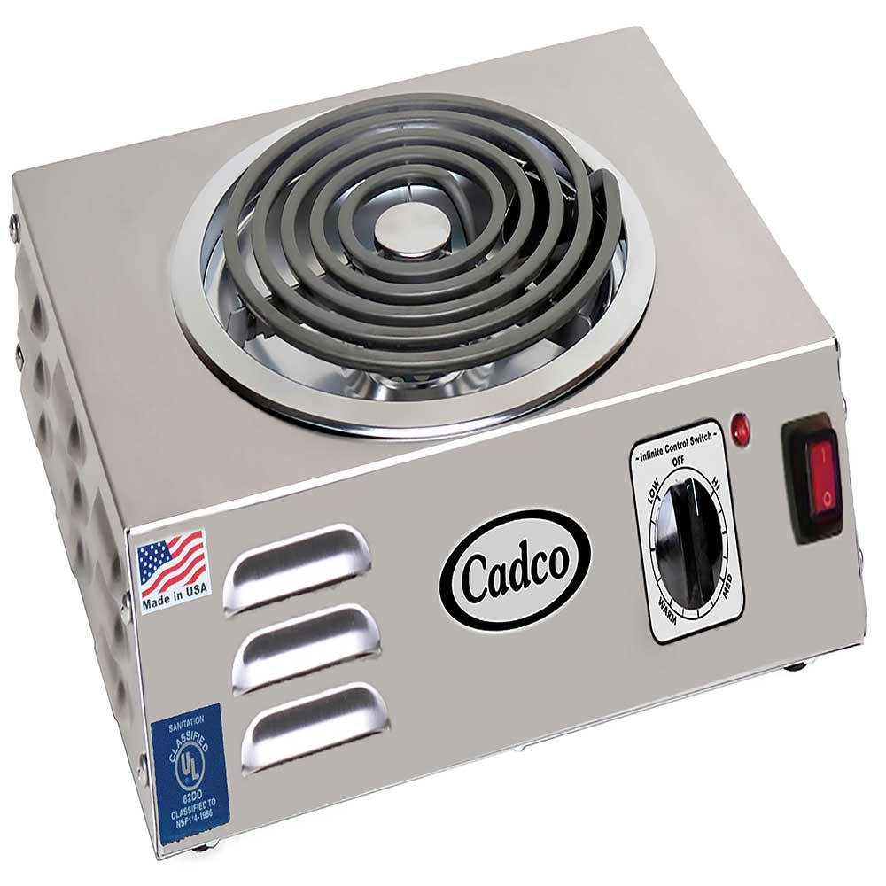 Cadco Portable Stainless 120 Volt Hi-Power Single Hot Plate with Tubular Elements, 14 x 4 1/8 x 12 1/4 inch