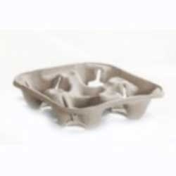 Huhtamaki Strongholder Molded Fiber Paper Square 4-Cup Beverage Carrier, 8-32 Ounce -- 300 per case