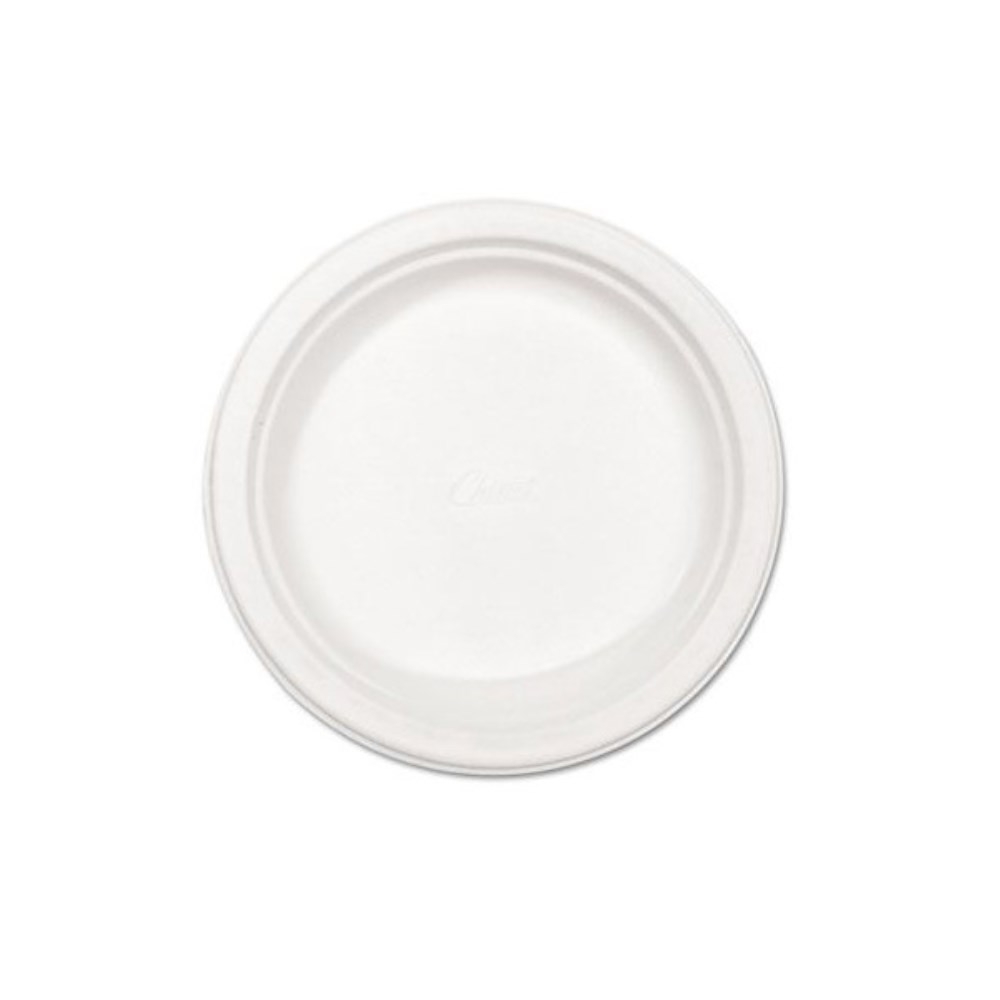 Chinet Verdict Classic White Molded Fiber Paper Round Plate, 8.75 inch -- 500 per case
