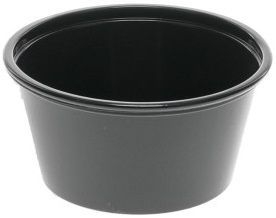 Pactiv Plastic Black Microwavable Portion Cup, 2 Ounce -- 2400 per case.