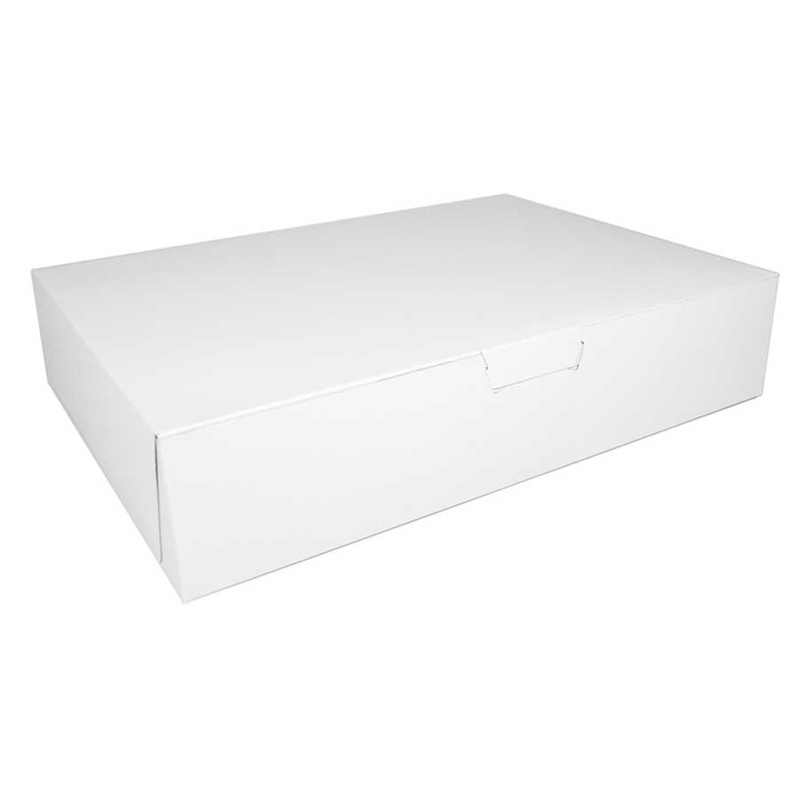Southern Champion Tray Rectangular Paper White Plain Half Sheet Lock Corner Cake Box, 19 x 14 x 4 inch -- 50 per case