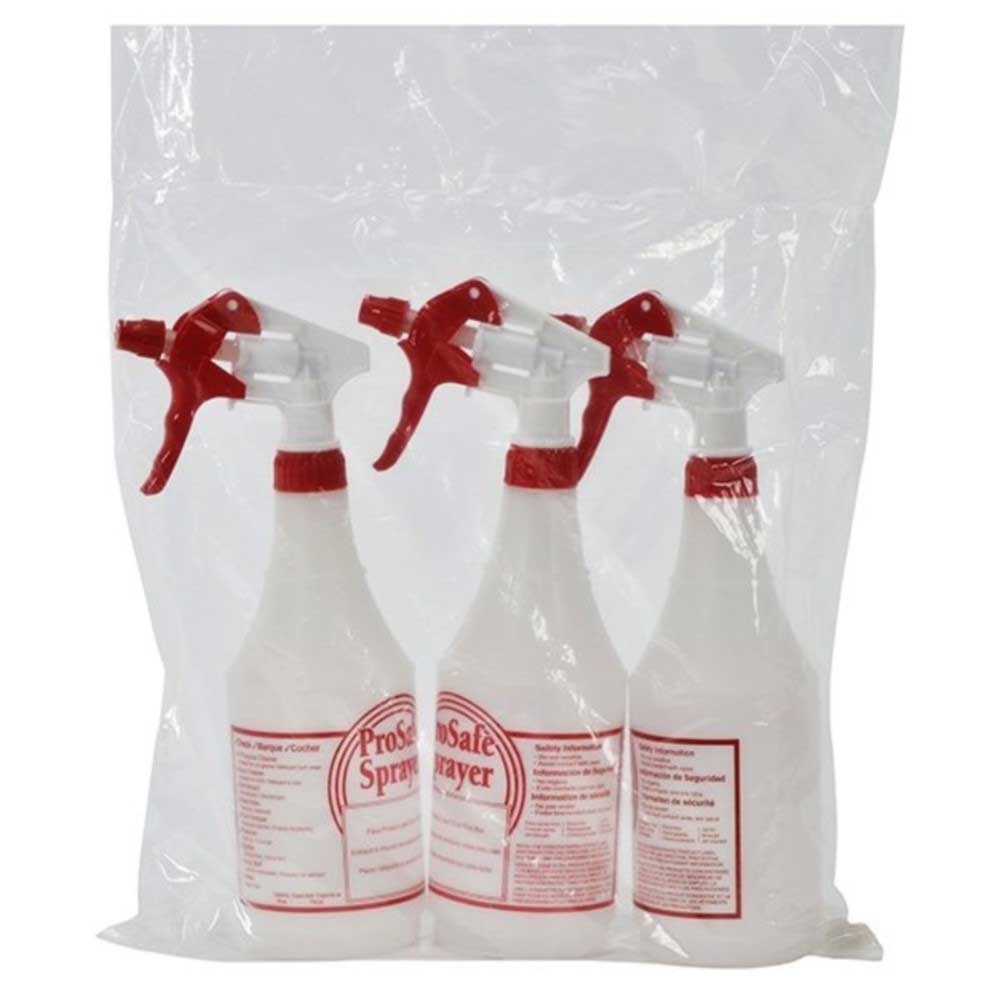 American Red/White Plastics ProSafe Trigger Sprayer and Bottle, 4 x 1.25 x 10.25 inch - 3 per pack