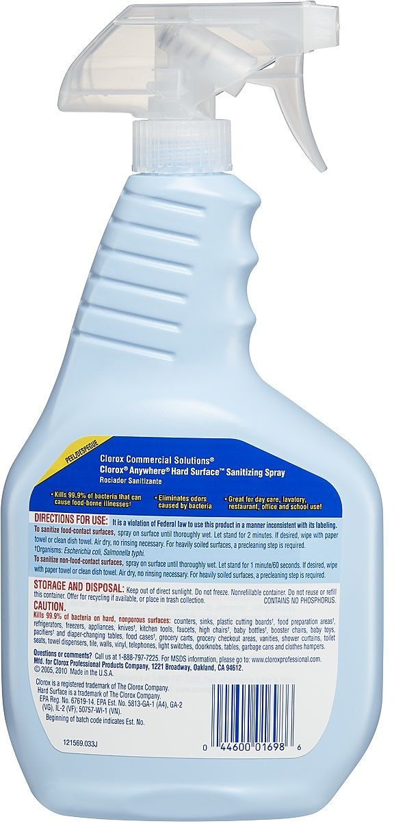 Clorox Anywhere Hard Surface Sanitizing Spray, 32 Ounce -- 12 per case