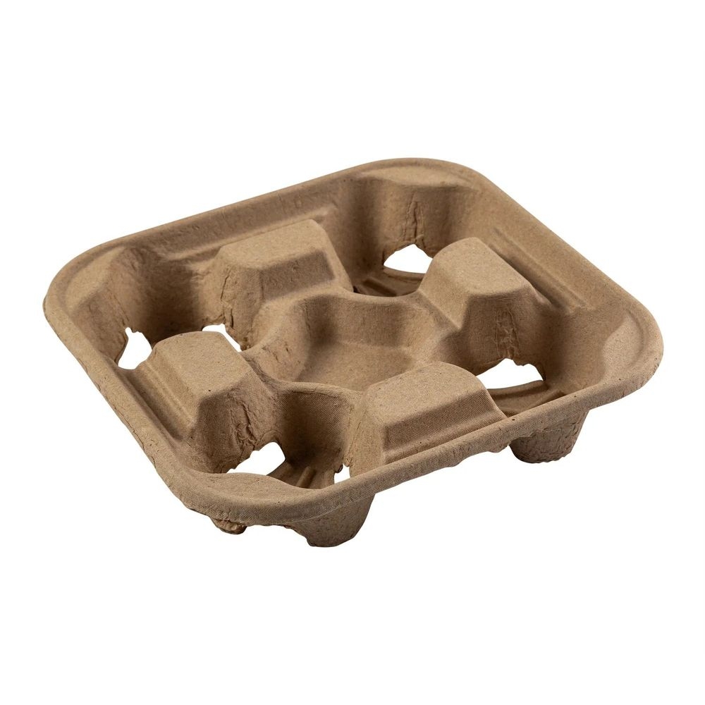 Amercareroyal Brown Bagasse 4 Cup Carrier, 8 to 32 Ounce -- 300 per case