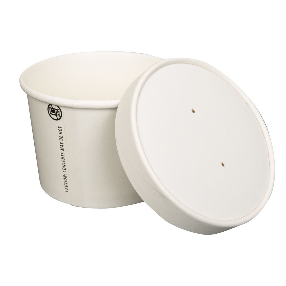 Prime Source White Cylindrical Hot Cold Paper Food Container, 12 Ounce Capacity -- 500 per case