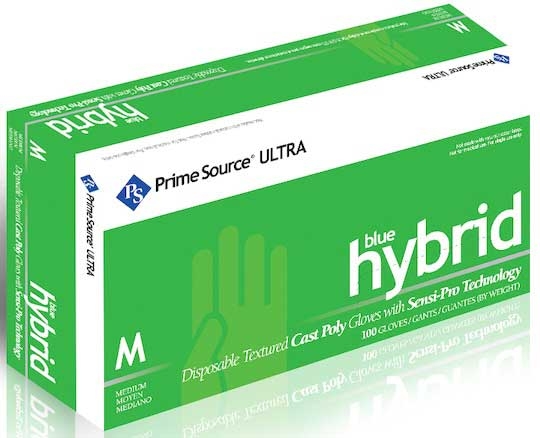 Prime Source Select Hybrid Clear Medium Disposable Poly Gloves - 100 per pack -- 10 packs per case