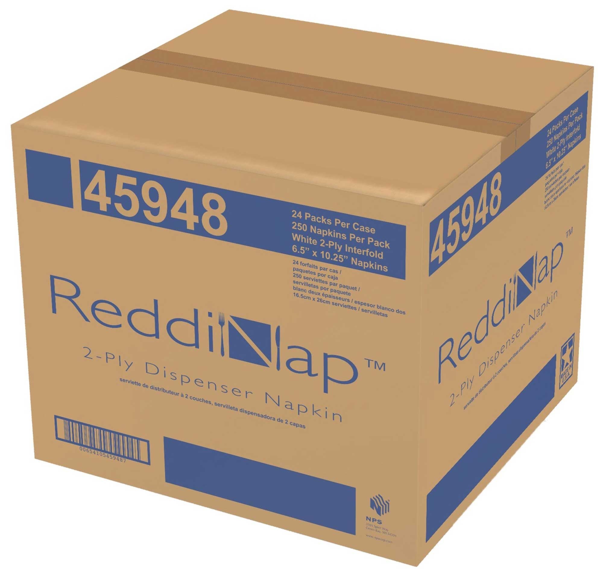 NPS White 2 Ply Reddinap Interfolded Premium Paper Napkin, 6.5 x 10.25 inch -- 6000 per case