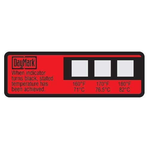 Daymark Thermostrip Dishwasher Temperature Label, 12.4 x 10.5 x 5.7 inch - 24 per pack