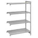 Cambro Camshelving Premium Speckled Gray 4 Solid Shelf Stationary Add On Unit, 21 x 24 x 84 inch