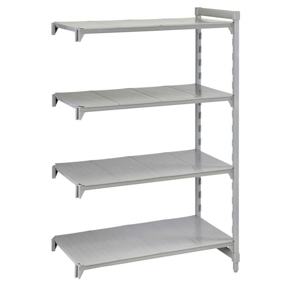 Cambro Camshelving Premium Speckled Gray 4 Solid Shelf Stationary Add On Unit, 21 x 24 x 84 inch