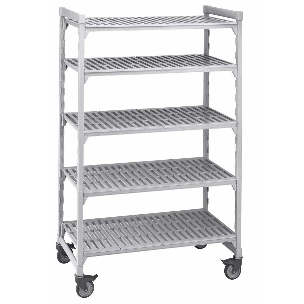 Cambro Camshelving Premium Speckled Gray 5 Vented Shelf Mobile Starter Unit, 18 x 36 x 67 inch