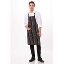 Chef Works Black with White and Red Striped Bib Apron, 34 inch Long x 24 inch Wide