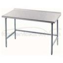 Standard Stainless Steel Work Table, 1 1/2 inch Rear Splash With Stainless Steel Legs, Open Base, 30 x 48.