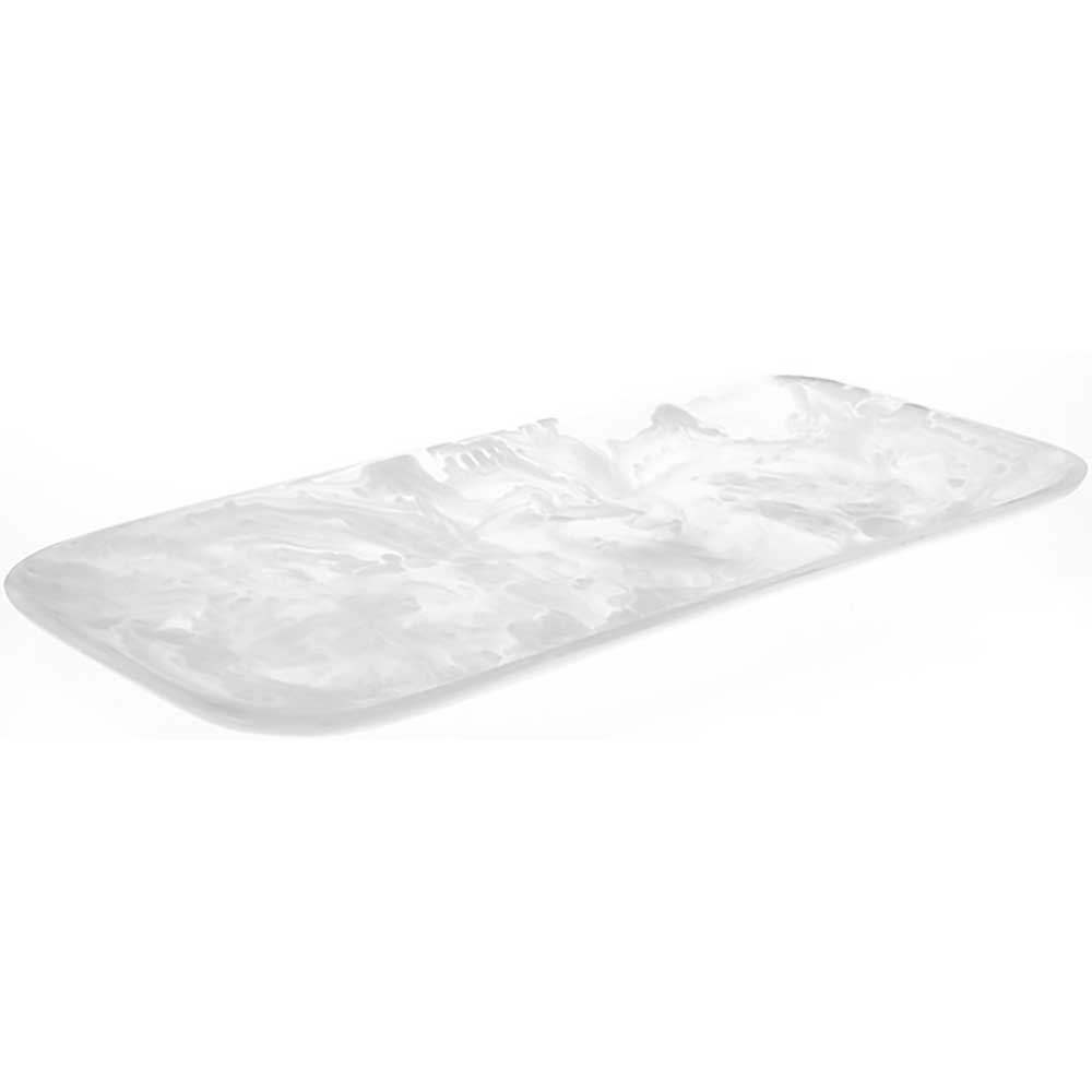 American Metalcraft Poly Resin White Rectangular Translucence Platter, 21 1/8 x 9 3/4 x 1 5/8 inch.