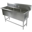 John Boos 16 Gauge Stainless Steel Three Bowl Sink without Drainboard, 59 1/8 x 23 1/2 inch.