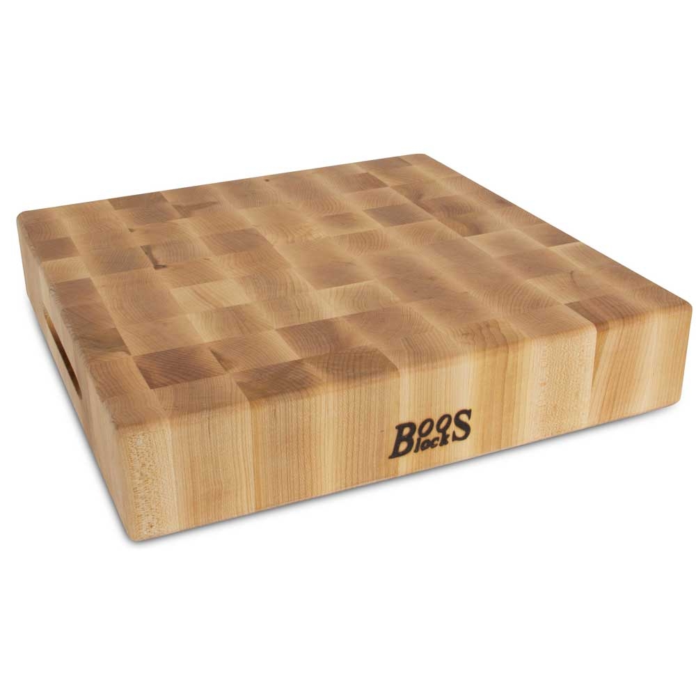 John Boos Cream Finish Maple End Grain Reversible Thick Chopping Block, 15 x 15 x 3 inch.