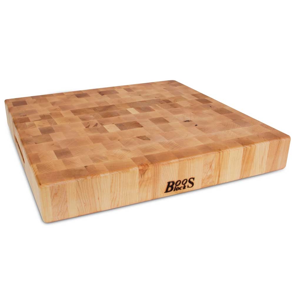 John Boos Cream Finish Maple End Grain Reversible Thick Chopping Block, 18 x 18 x 2.25 inch.