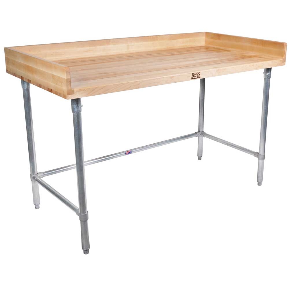 John Boos Maple Oil Finish Top Work Table with 4 inch High Coved Riser, 48 x 24 x 1 3/4 inch.