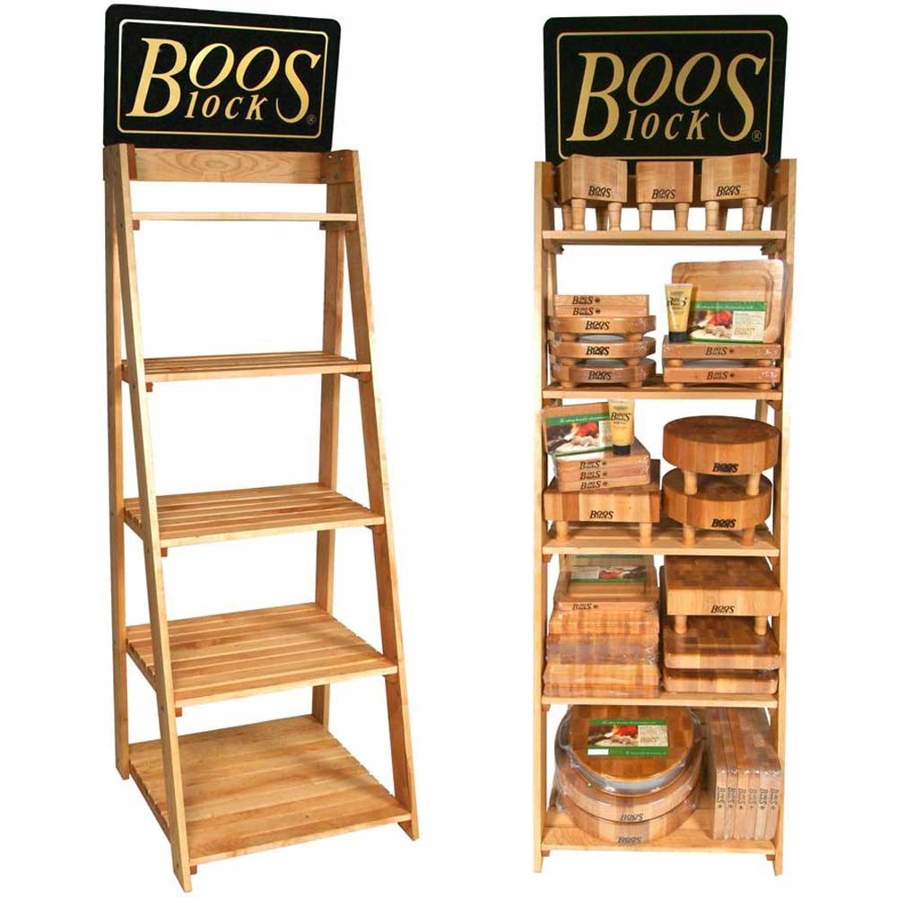 John Boos Maple 3 Shelf Cutting Board Display Rack, 27 x 27 x 48 inch.