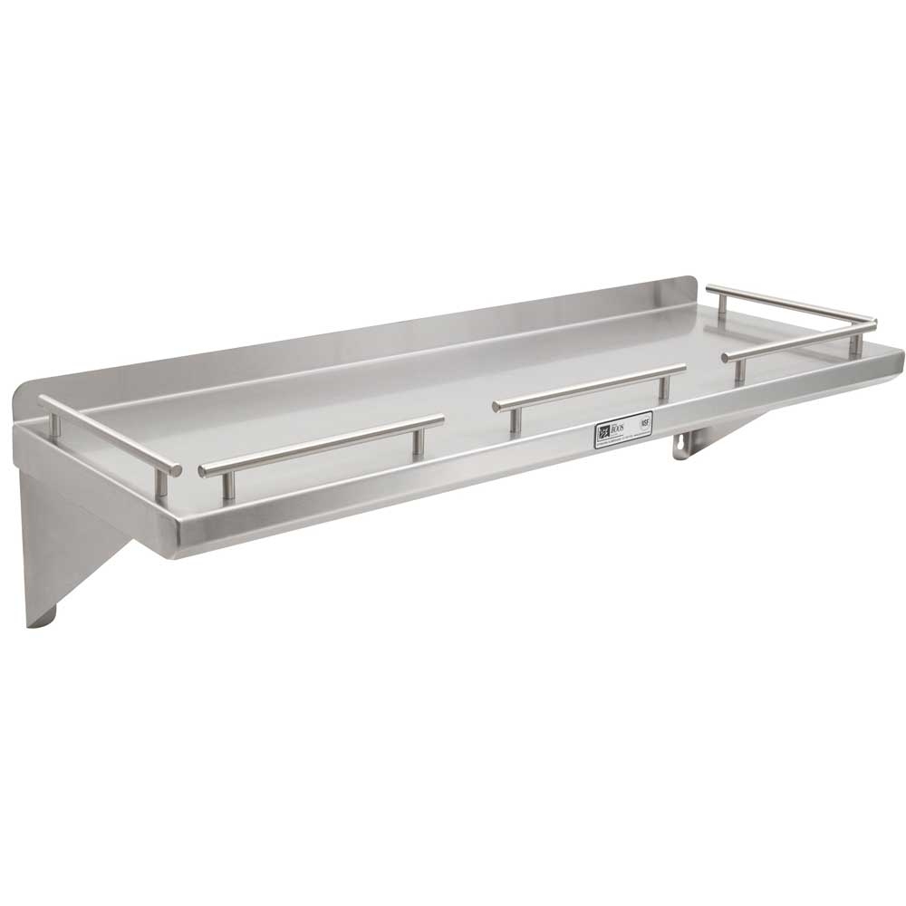 John Boos 18/8 Stainless Cucina Mensola Grande Galley Rail Shelf without Pot Rack Bar, 24 x 12 inch.