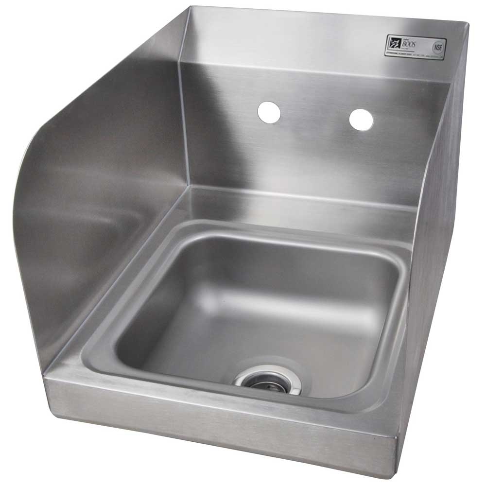 John Boos Stainless Steel Wall Mount Space Saver Hand Sink with Left and Right Splashes, 9 x 9 x 5 inch.