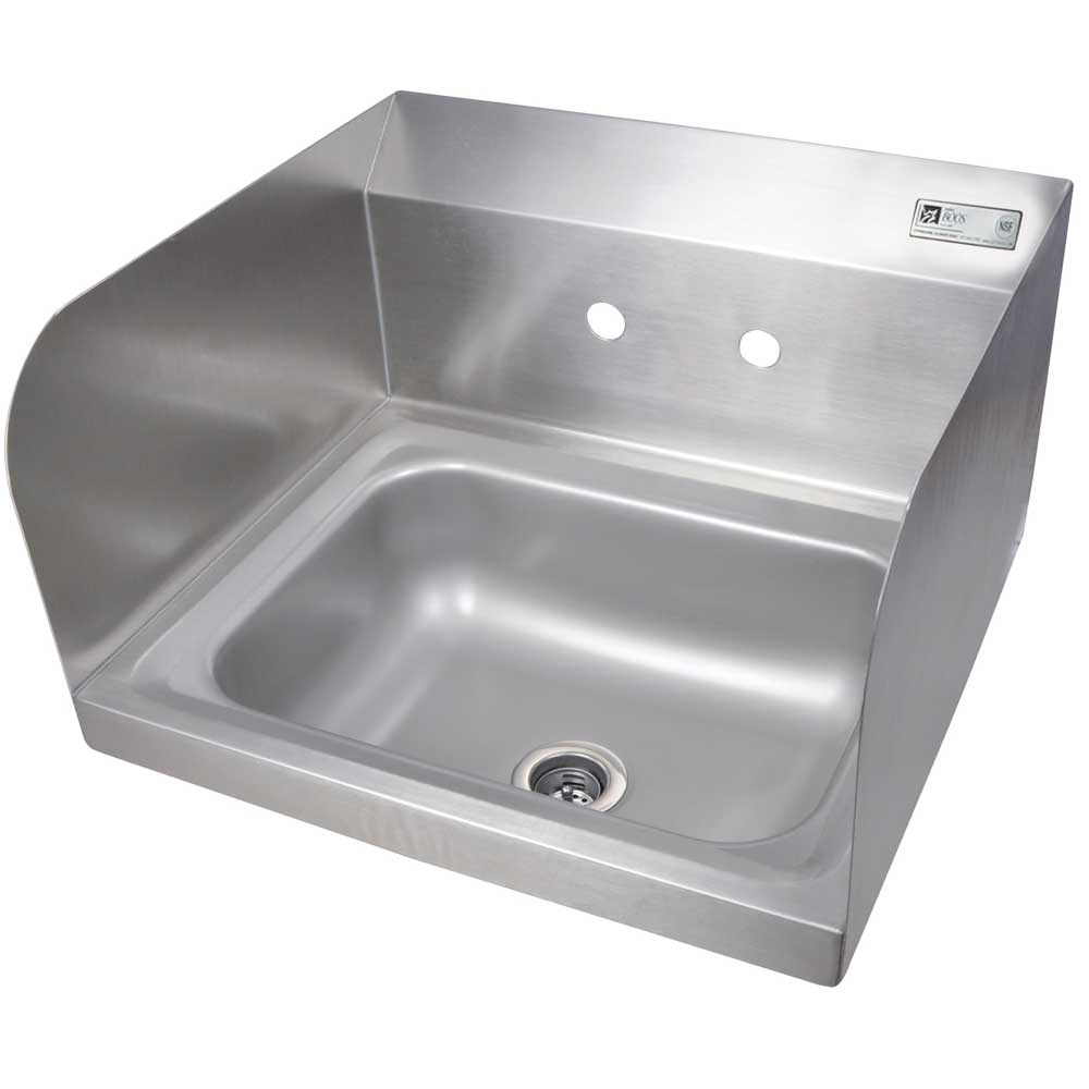 John Boos Stainless Steel Wall Mount Hand Sink with 2 Holes Splashmount Faucet, 14 x 10 x 5 inch.