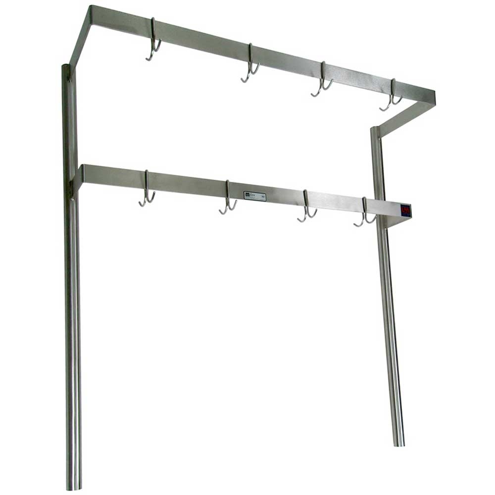 John Boos Table Mount Double Bar Stainless Steel Pot Rack, 48 inch.