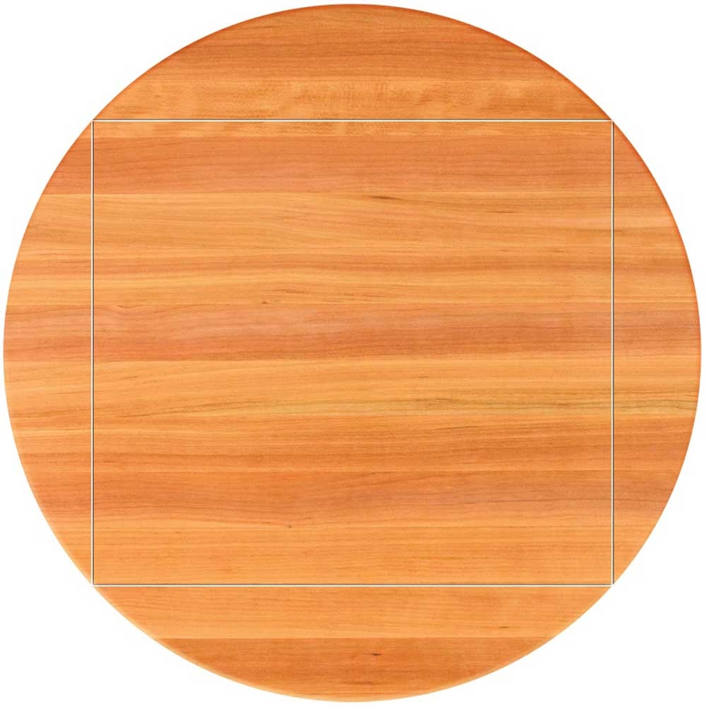 John Boos Tuff Var Finish Four Corner Drop Leaf Cherry Butcher Block Top, 52 inch Dia.