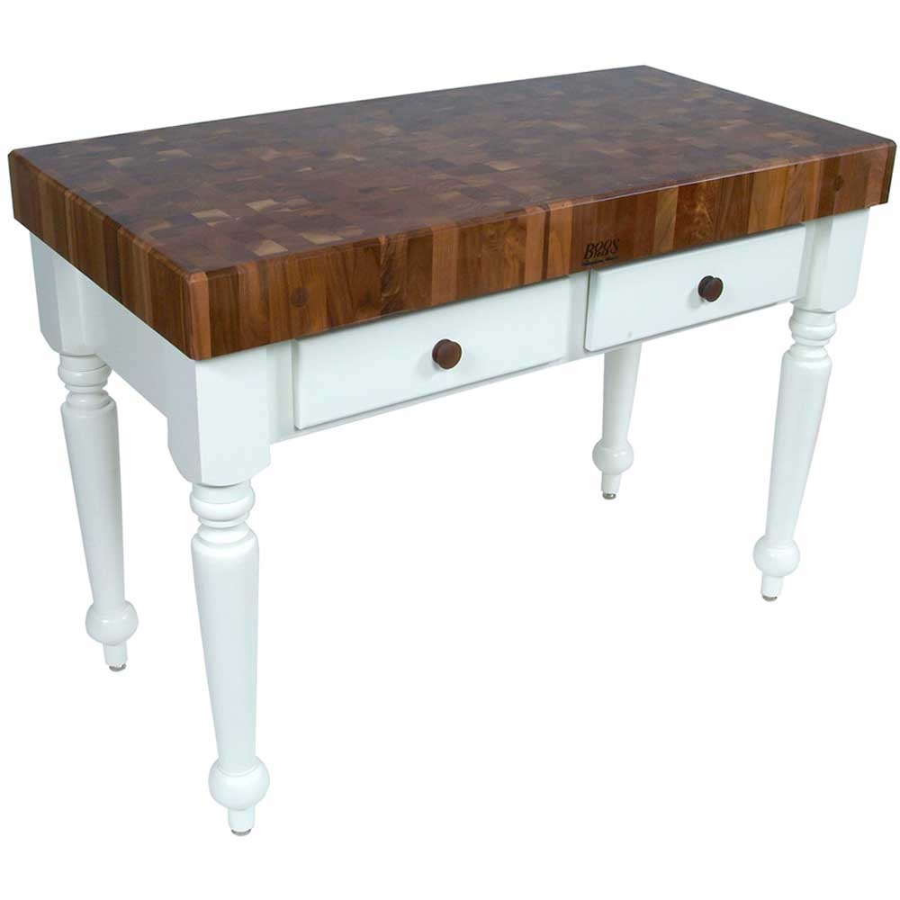 John Boos Black Base Rustica Walnut End Grain Top Table, 30 x 24 x 4 inch.